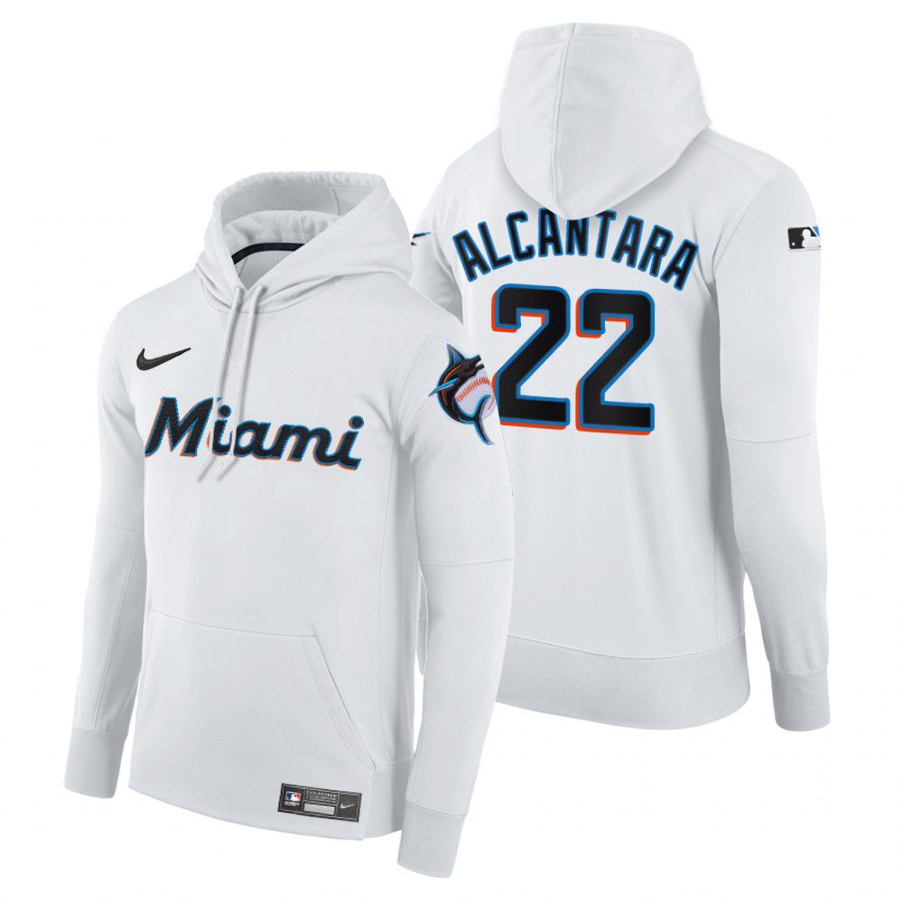 Men Miami Marlins #22 Alcantara white home hoodie 2021 MLB Nike Jerseys